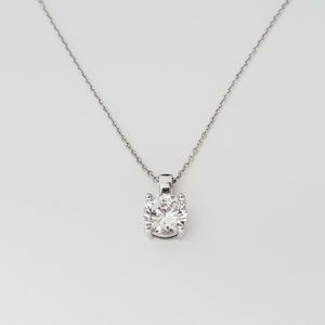 CRISLU Platinum Plate Sterling Silver Brilliant Cut 7mm Pendant Necklace…